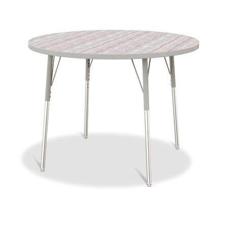 Jonti-Craft Berries Round Activity Table, 42 in. Diameter, A-height, Driftwood Gray/Gray/Gray 6468JCA450